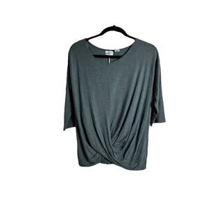 Antibes Blanc Green Cross Wrap Hem 3/4 Sleeve Top Size Small NWT